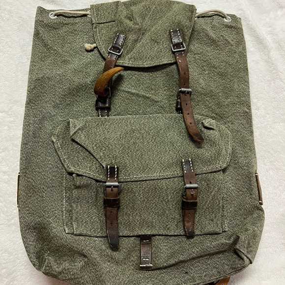 Other - Swiss army inspired back pack leather accents